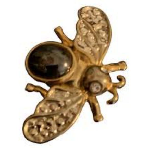 Genuine Hematite Bumble Bee Pin Brooch 1 3/8” Wide - Picture 4 of 7